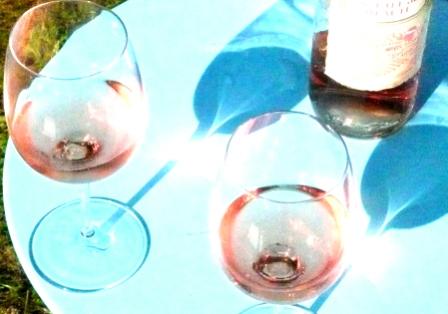 brilliant sunshine, Corsican rose on a turquoise table