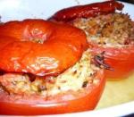 tomatoes stuffed with rice and pesto