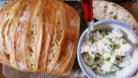 artisanal boule, homemade ricotta with fresh oregano